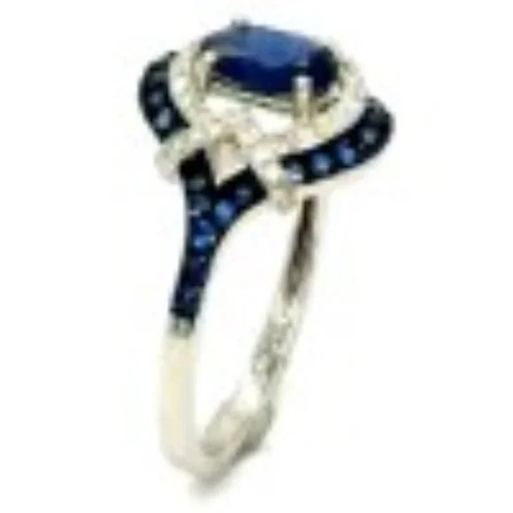 Effy 14K  Sapphire & Diamond White Gold Engagement Size 7 Ring - Picture 3 of 5